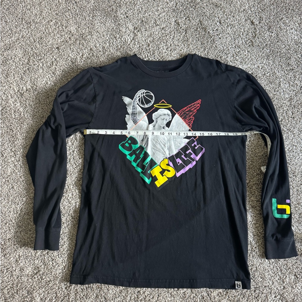 Black Long Sleeve Tee with Graphic Design